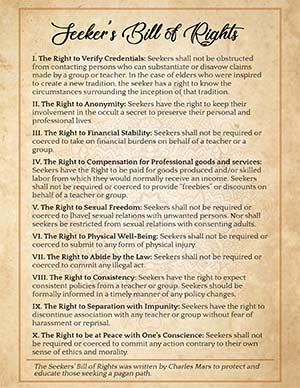 Seekers Bill of Rights Wiccan Printable