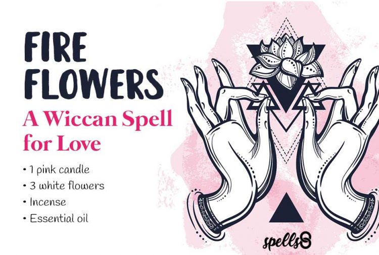 Fire Flowers Wiccan Love Spell with Candle