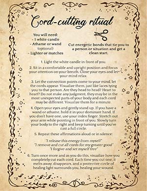 Printable Spell: Wiccan Cord Cutting ritual