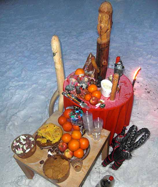 Yule Altar with Old Norse cult images