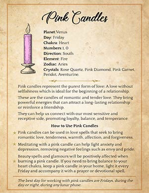 Pink Candle Grimoire Page