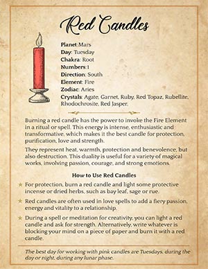 Red candle correspondences