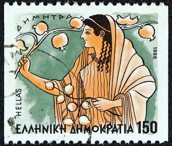Greek stamp featuring Demeter (Ceres' counterpart)