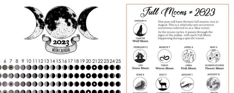 Printable Lunar Calendar 2023 – Spells8