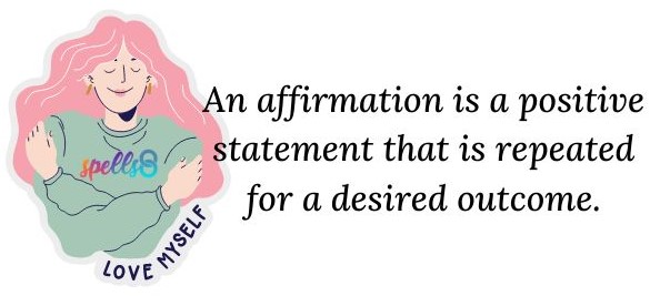 An affirmation is a positive statement that is repeated for a desired outcome.