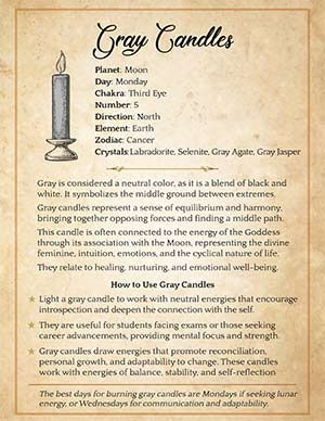 Gray Candle Grimoire Page