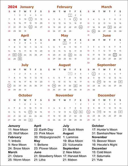 Pagan Witch Wiccan Calendar 2024 Donni Gaylene