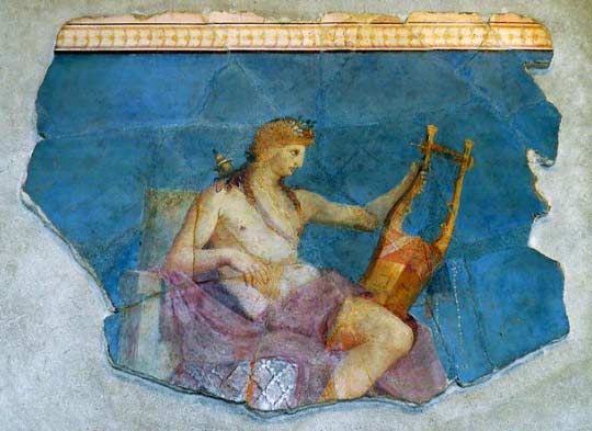 Apollo with lyre, fresco in Palatine Museum, Rome