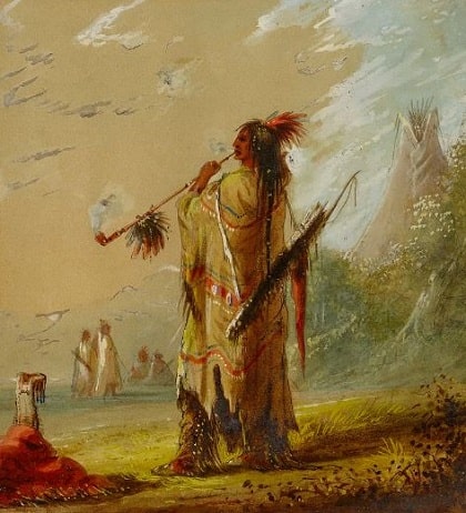 Shoshonee Indian Smoking by Alfred Jacob Miller