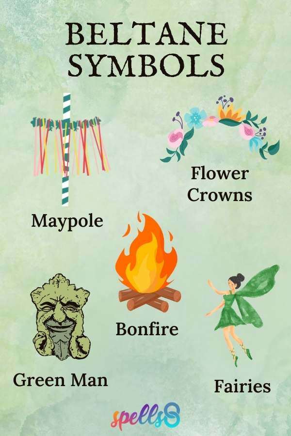 Beltane Symbols: Maypole, Flower Crowns, Bonfire, Green Man and Fairies