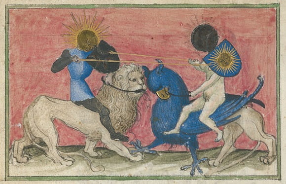 Aurora consurgens - Sun and moon jousting - 15th century illustration
